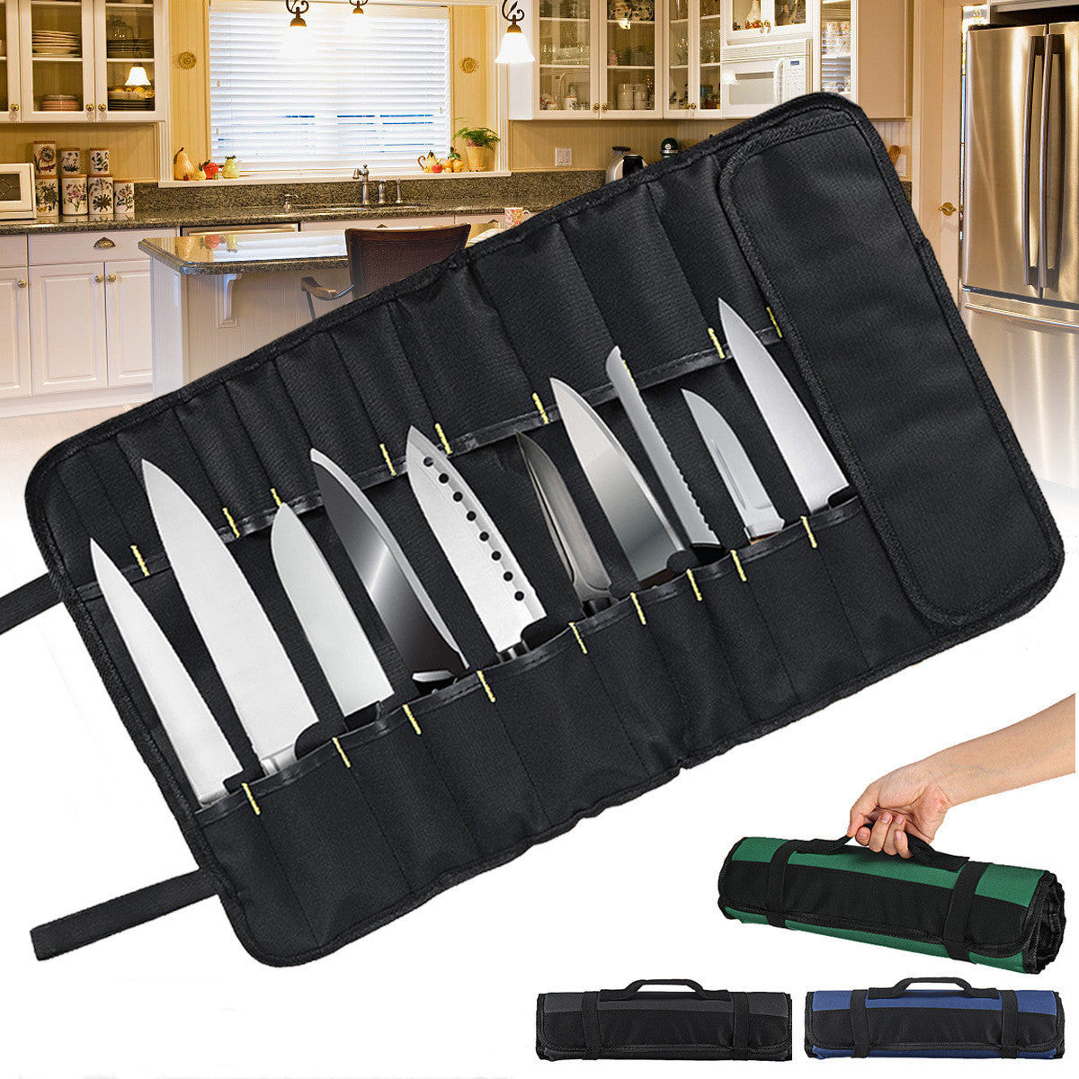 Multifunctional portable reel chef knife storage bag