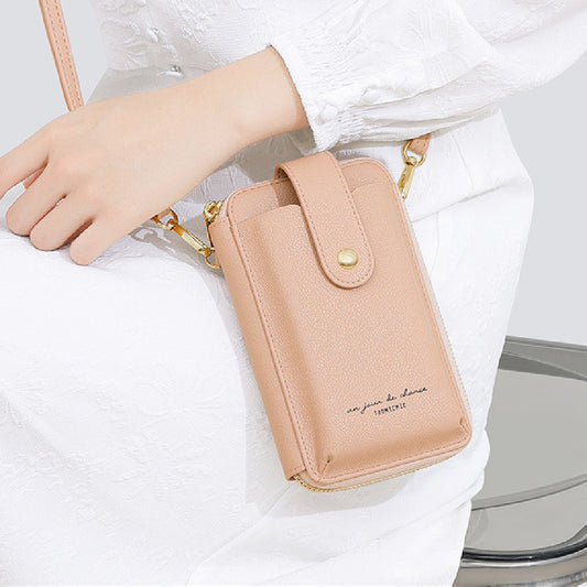 Korean Style Advanced Simple Large Capacity Vertical Creative Mobile Phone Bag Women's Pu Purse