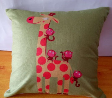 Cartoon Linen Backing Block Back Cushion