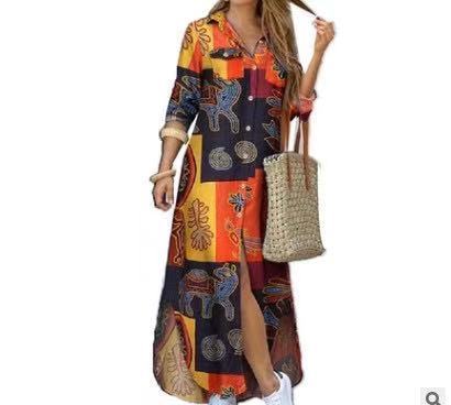 New Fashion Long Sleeve Shirt Dress Long Dress