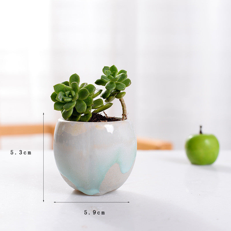 Ceramic Thumb Basin Flow Glaze Ceramic Flower Pot Desktop Decoration Flower