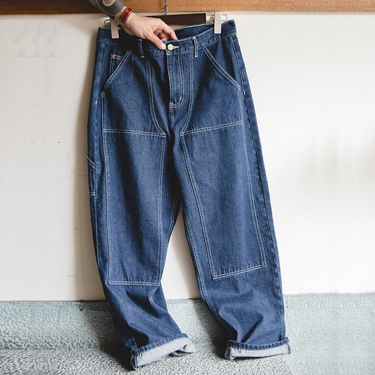 American-style Retro Loose Straight-leg Tapered Jeans