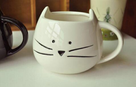 The ceramic mark cup creative cute simple couple to a cup of milk coffee cup black and white cat