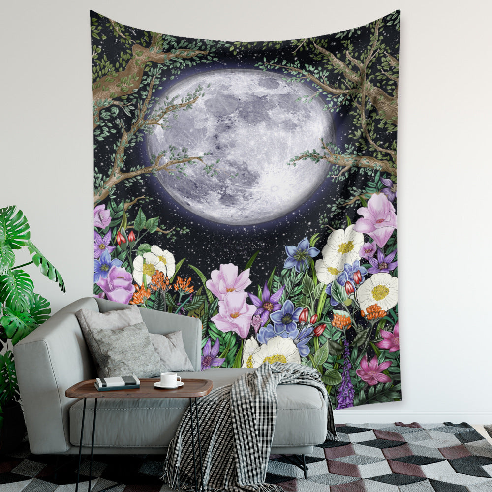 Home Decoration Moon Phase Flower Tapestry