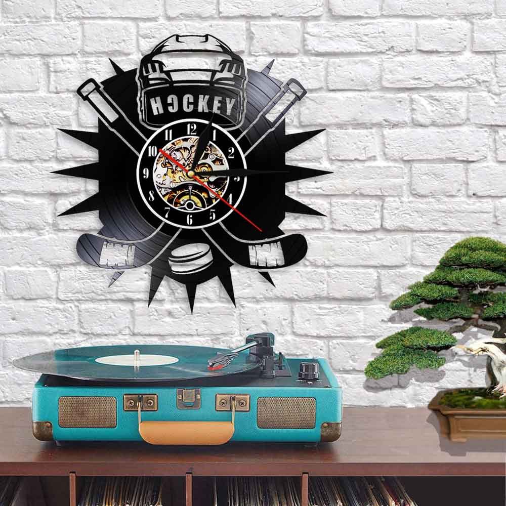 Ice hockey vinyl record wall clock