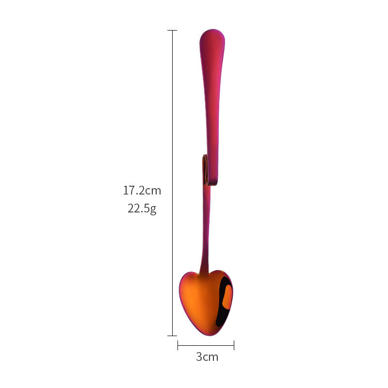 Heart-shaped stainless steel hanging cup spoon