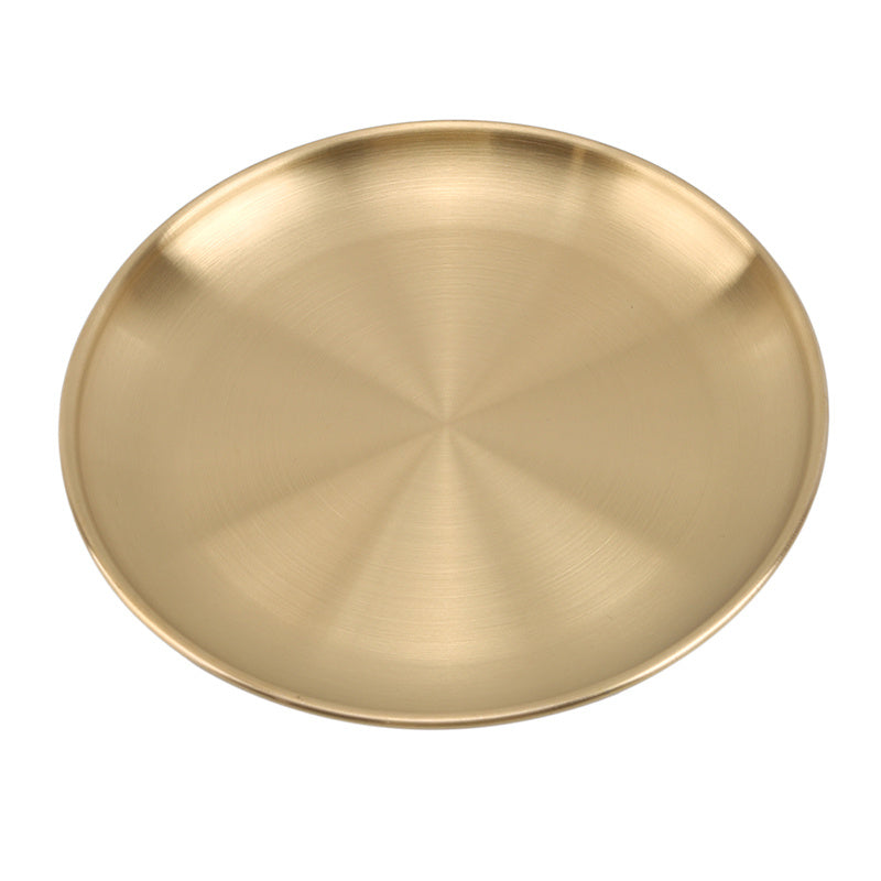 Stainless steel golden dessert plate