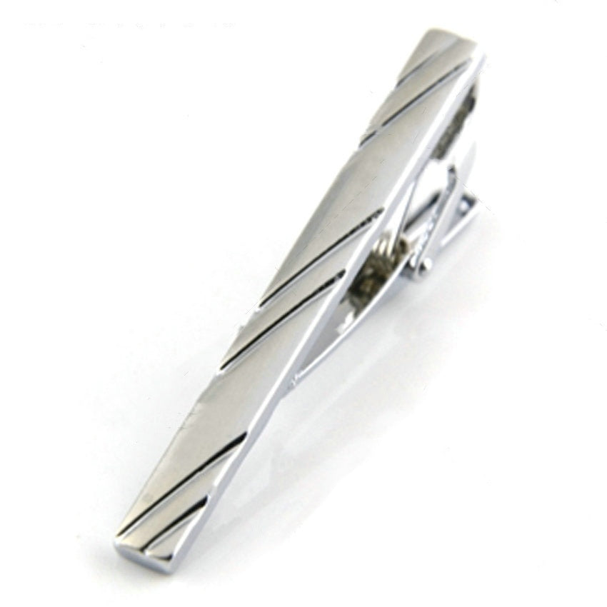 Men's Business Silver Diagonal Cufflinks