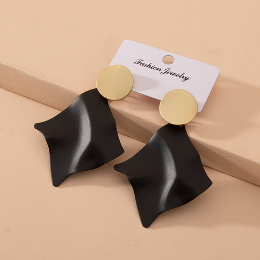 Geometric retro earrings black gold earrings