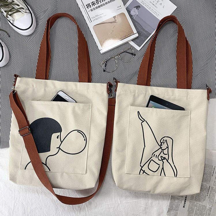 Cartoon messenger canvas bag