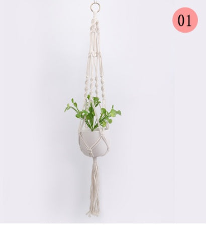 4 Pack - Macrame Plant Hangers & Shelf