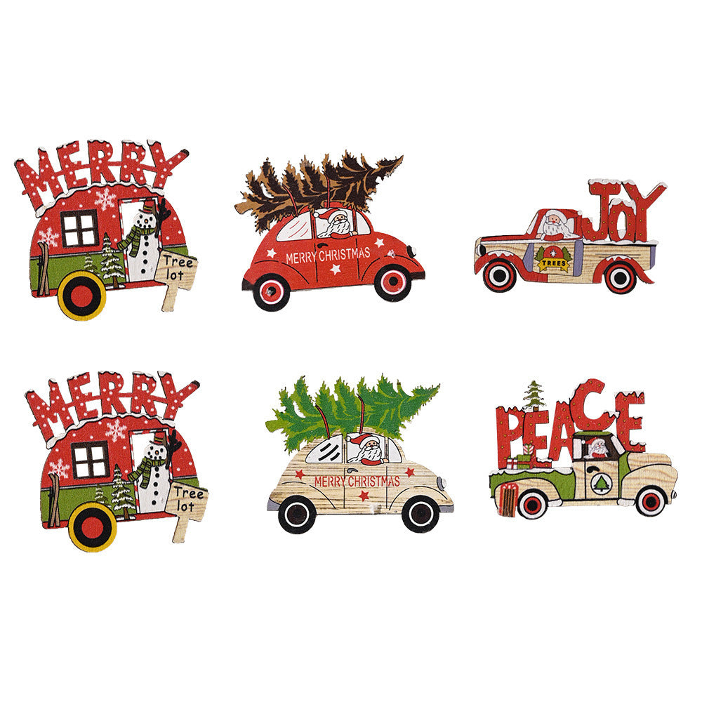 Christmas car wooden stickers