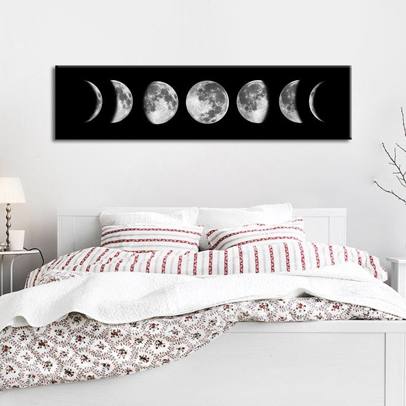 Lunar eclipse black and white canvas painting