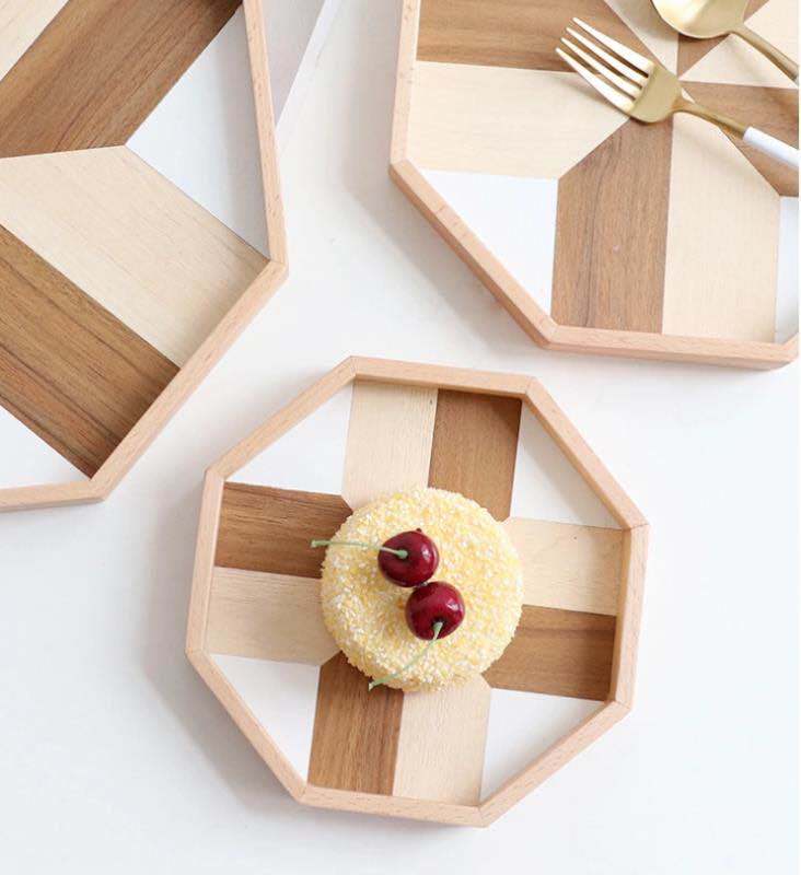 Wooden fruit cake tray