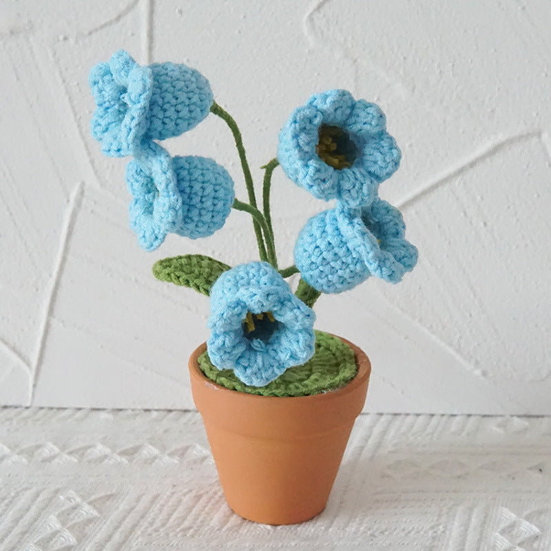 Hand Woven Mini Small Potted Flowers