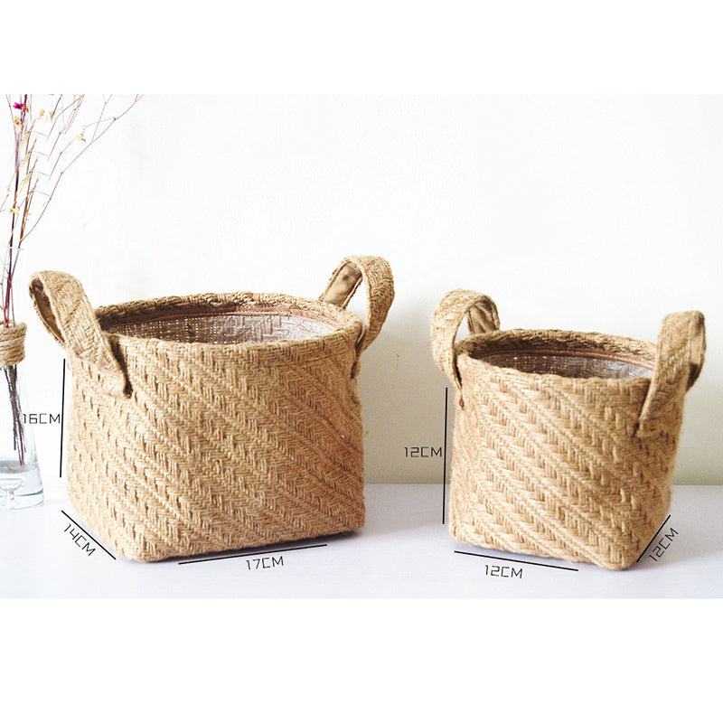 Woven Jute Cloth Toy Storage Laundry Basket