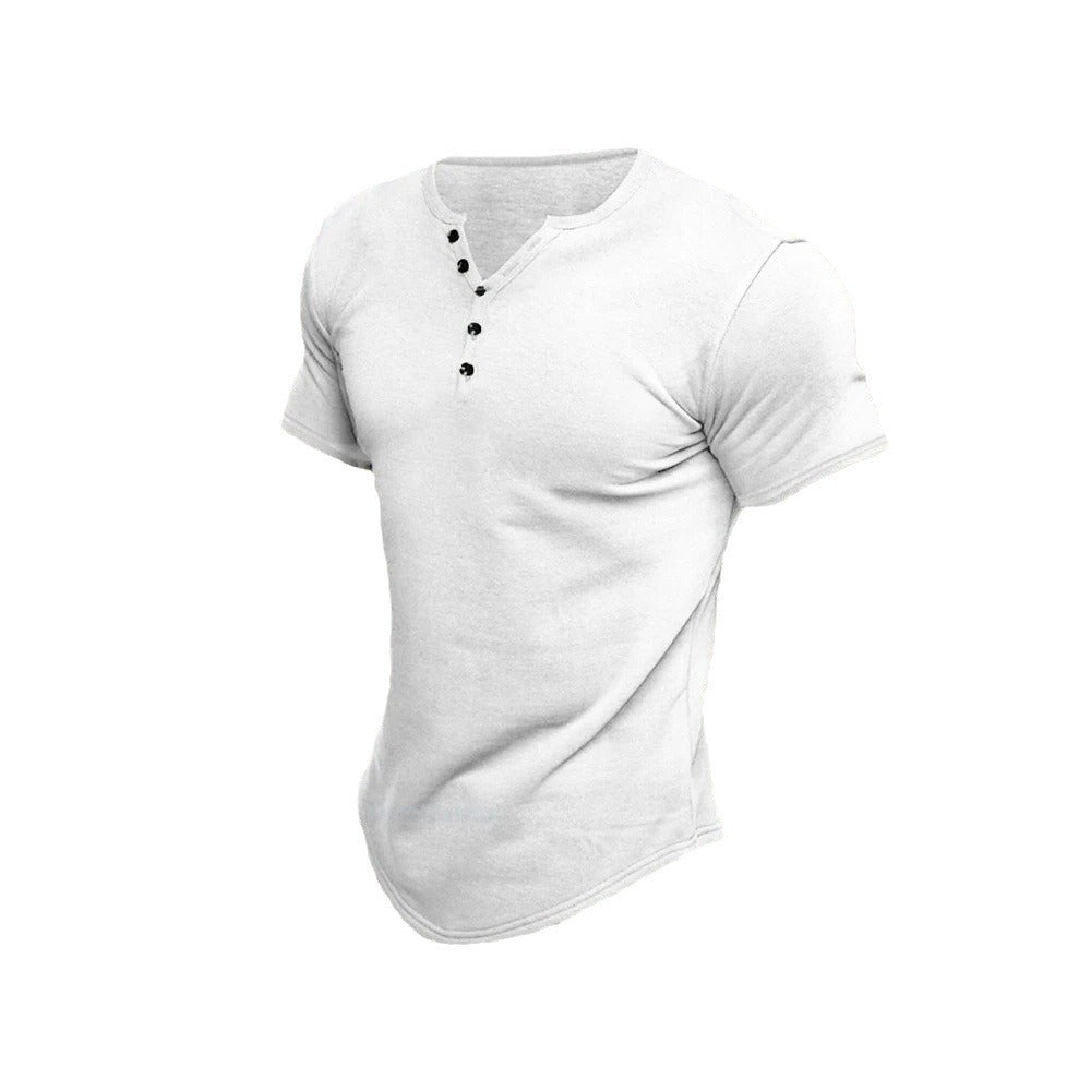 3D Printing Fashion Simple Lapel Button Men's Short Sleeve