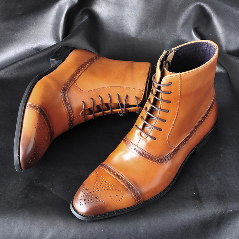 Men's three-joint polishing high-top leather shoe cloth