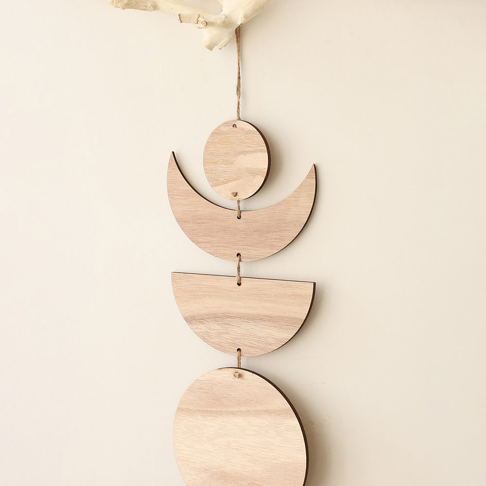 Sun And Moon Wood Home Decoration Log Wood Chips Hand Pendant Ornaments