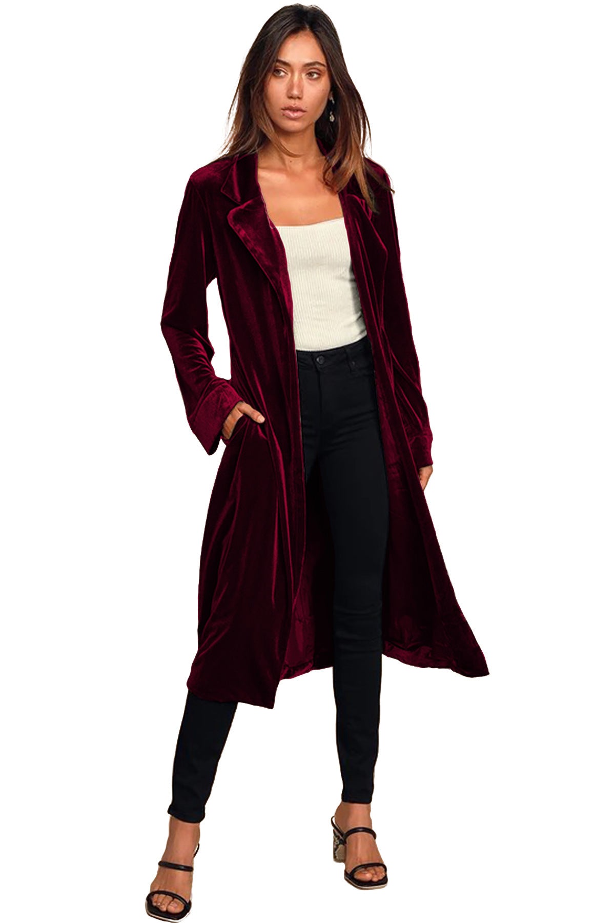 European And American Gold Velvet Long Trench Coat