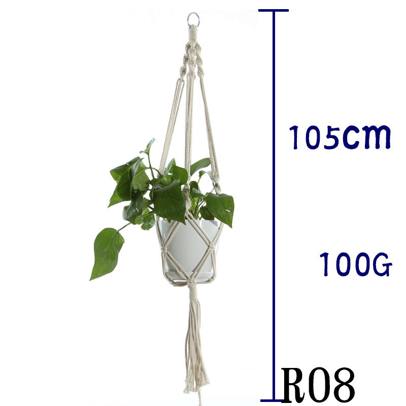 Flower Pot Net Bag Beige Cotton Rope Indoor Plant Hanger Hanging Basket Sling