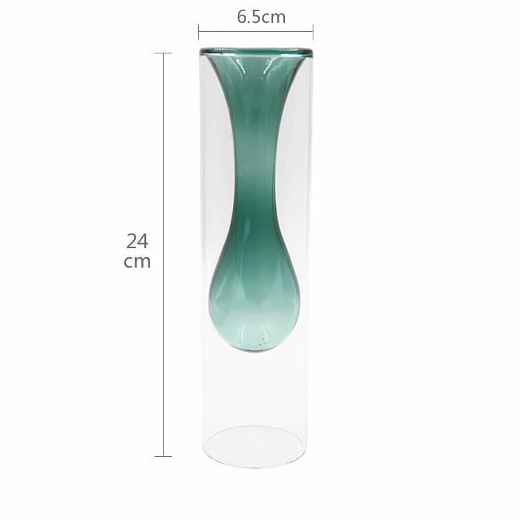 Double glass transparent vase