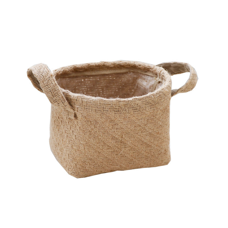 Woven Jute Cloth Toy Storage Laundry Basket