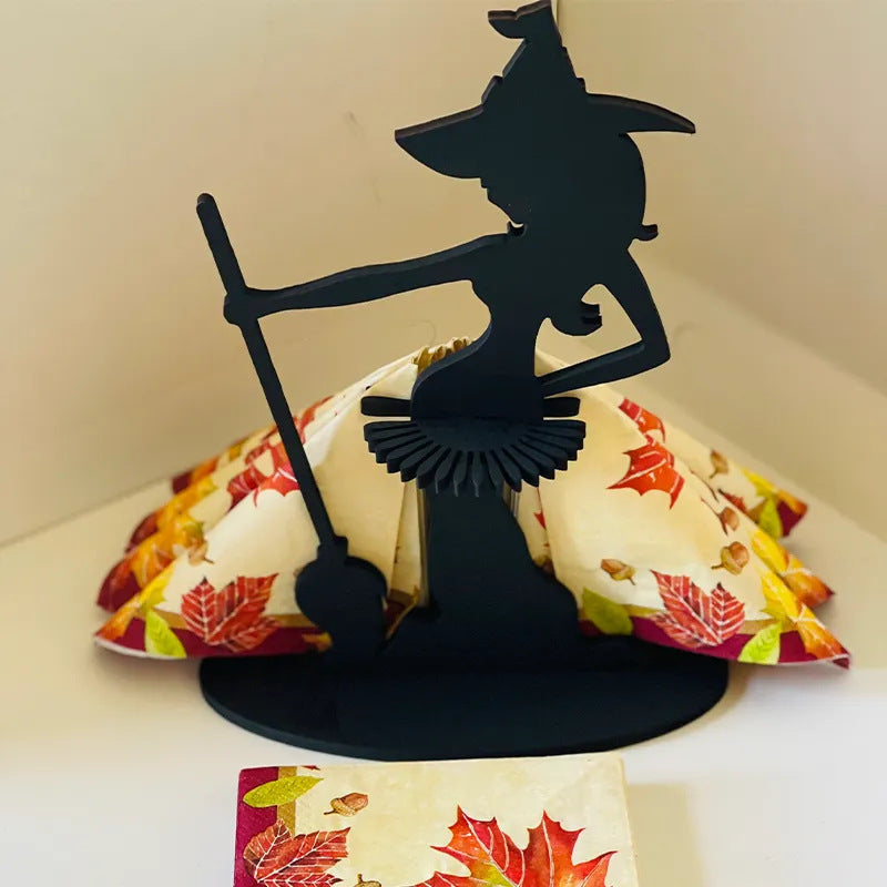 Wooden Halloween Witch Napkin Holder