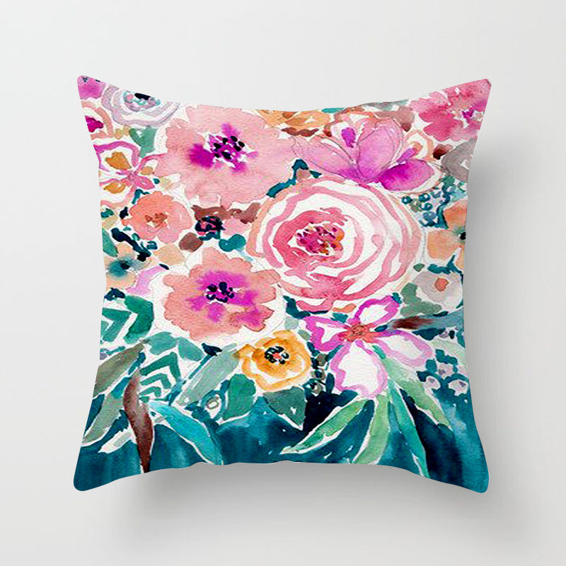 Home Decor Living Room Sofa Graffiti Flower Print Pillowcase