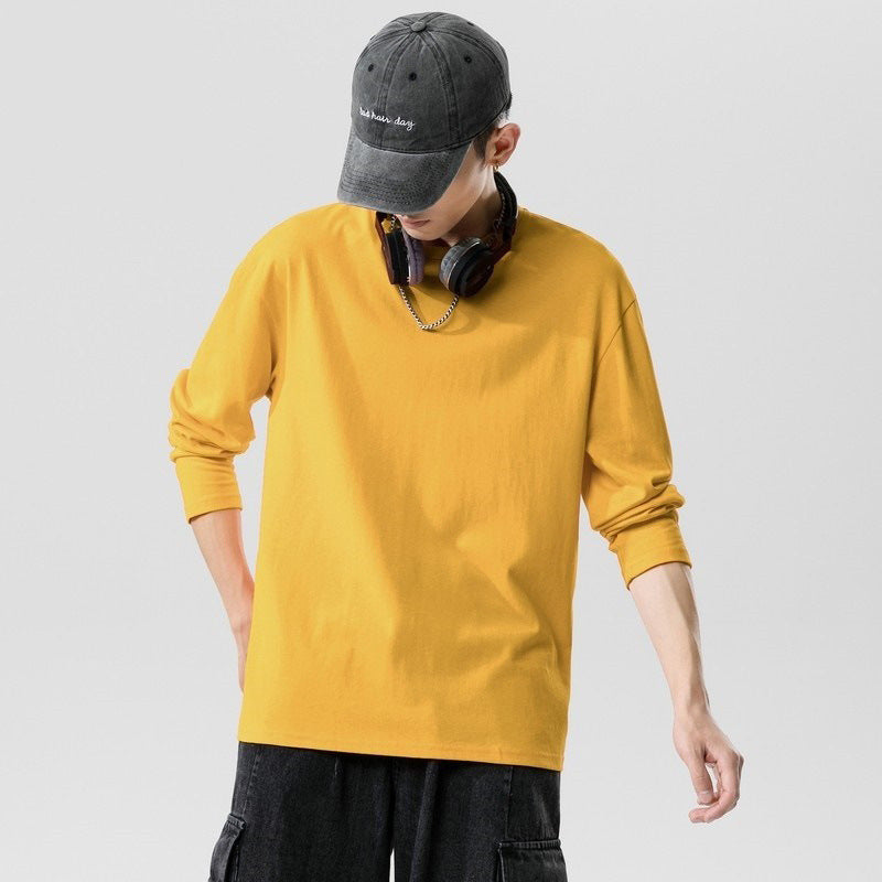 Youth Solid Color Round Neck Sports Pure Cotton Top Men