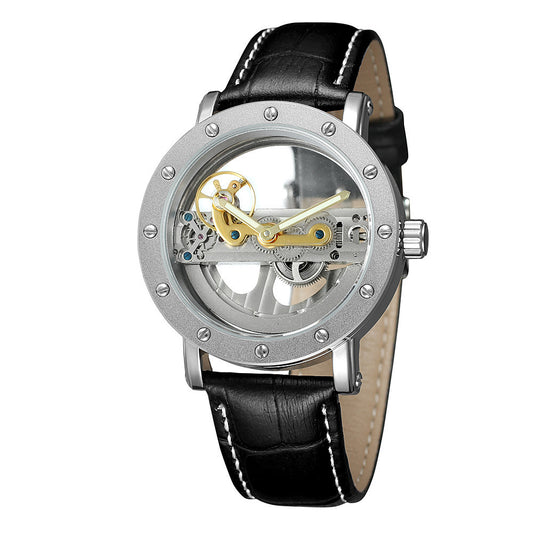 Double penetration hollow automatic mechanical watch