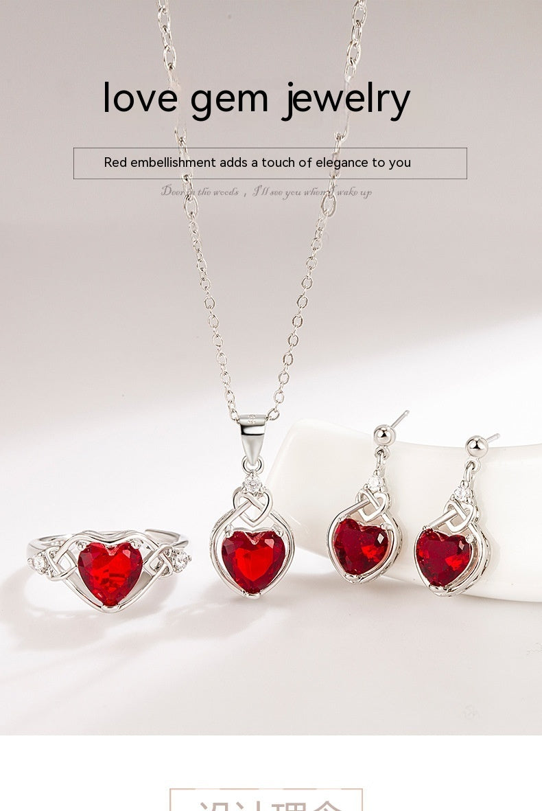 Heart-shaped Ruby Jewelry Suit