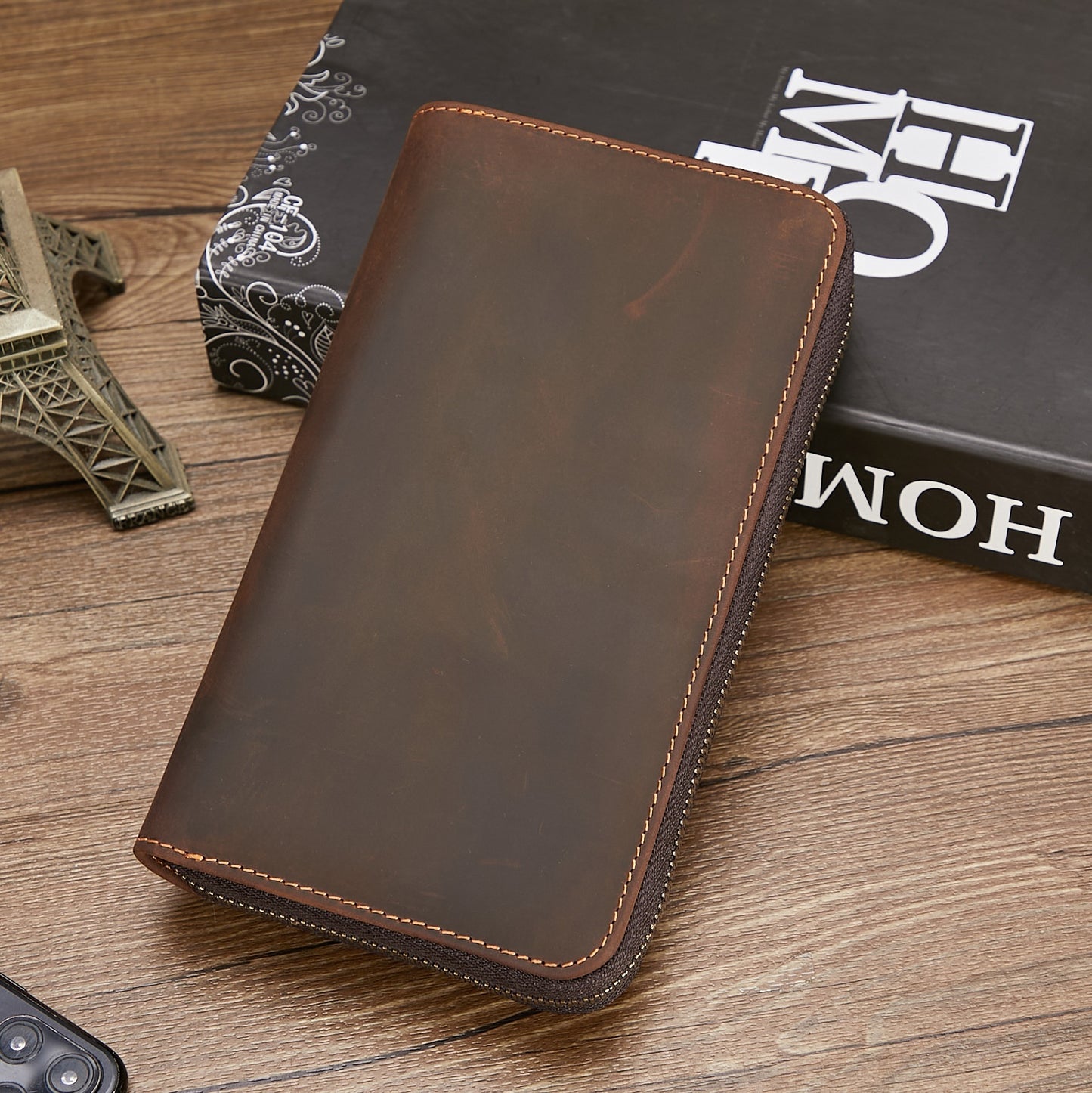 New Retro Hand Multifunctional Zipper Men's Leather Wallet