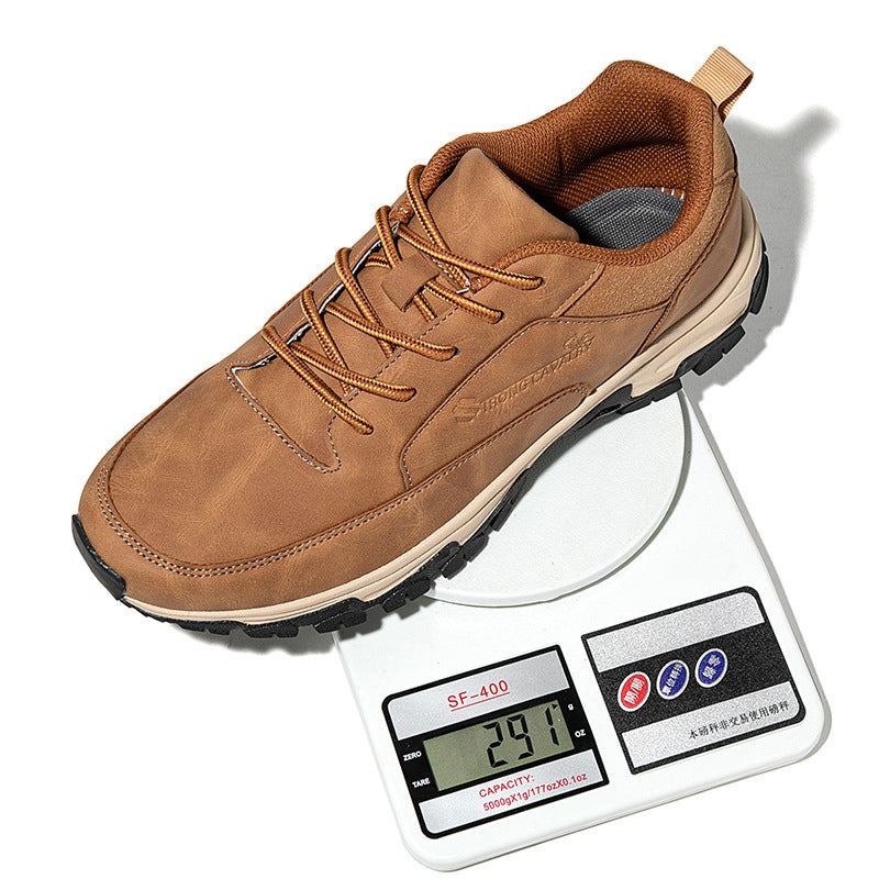 Leather Waterproof Men's Deodorant Casual Middle-aged And Elderly Running Plus Size Board Shoes