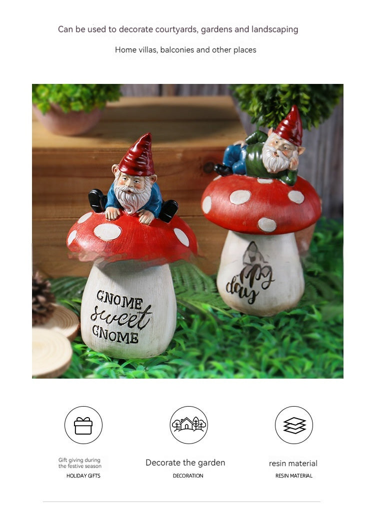 Garden Sitting Mushroom Decoration Garden Courtyard Elf Sculpture Landscape Decorations