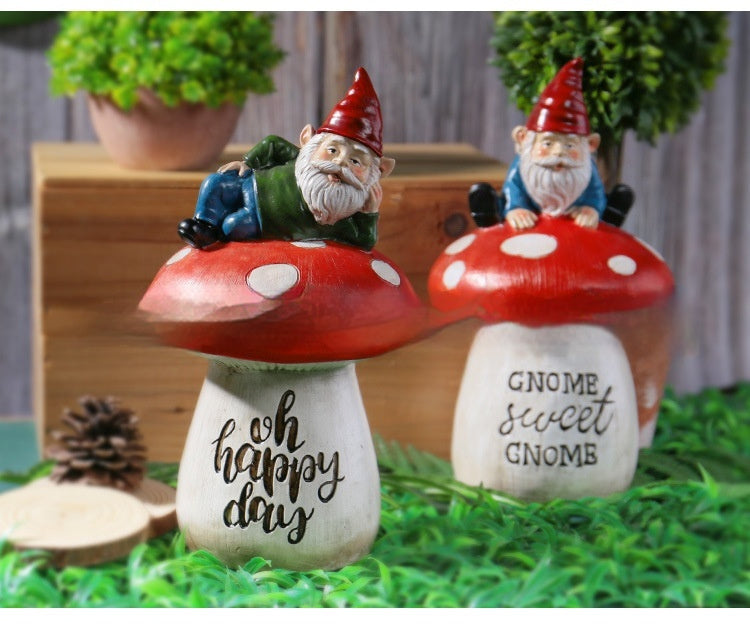 Garden Sitting Mushroom Decoration Garden Courtyard Elf Sculpture Landscape Decorations