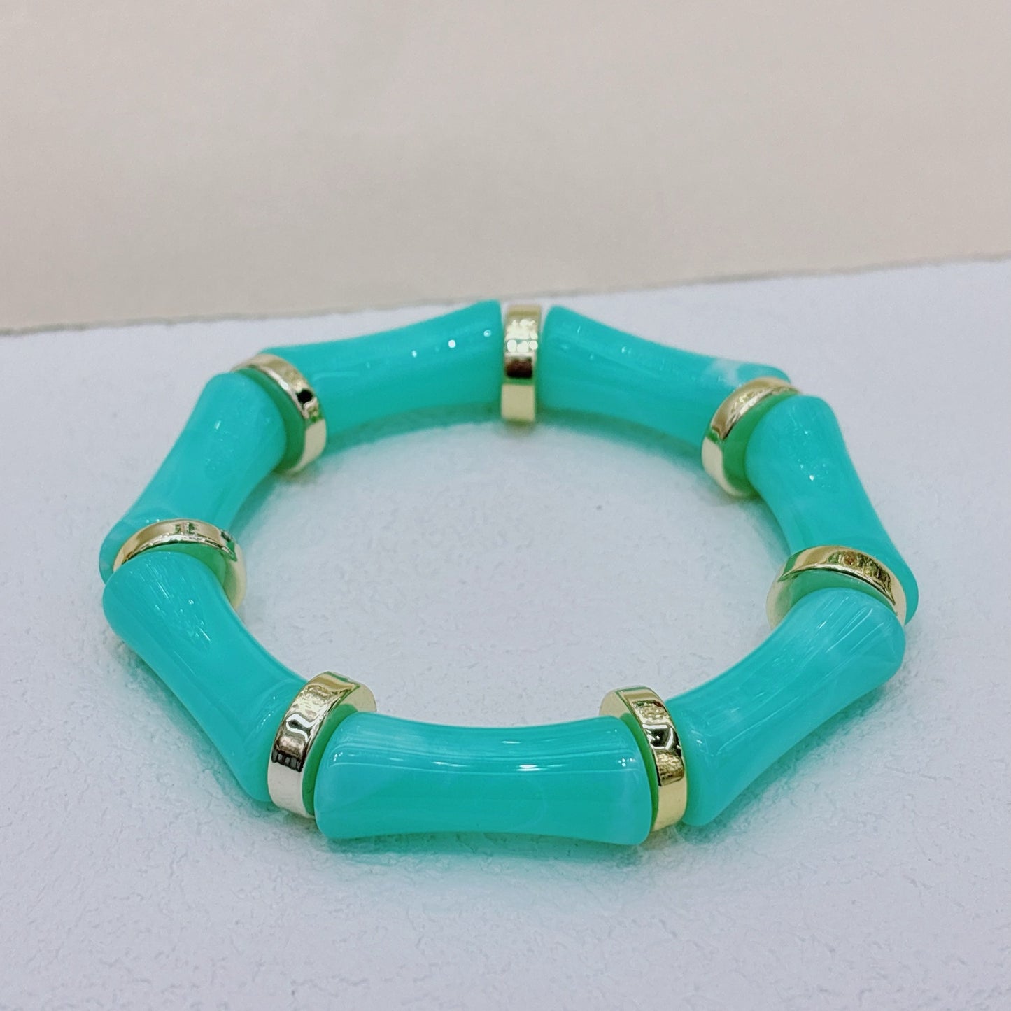 European And American Bamboo Tube Beads Women's Fashion Colored Beads Acrylic Bracelet