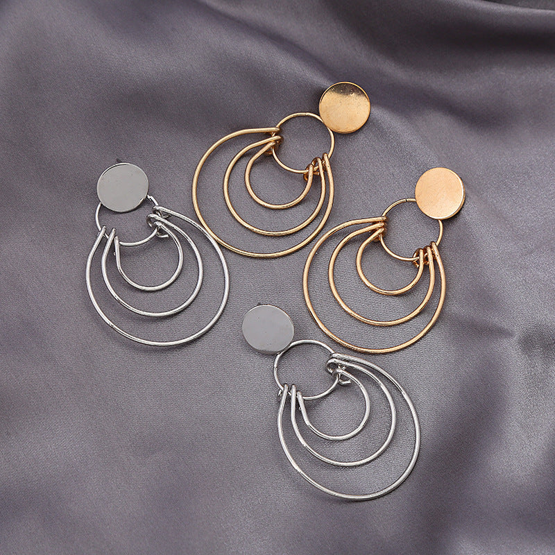 Metal Geometry Round Ring Earrings
