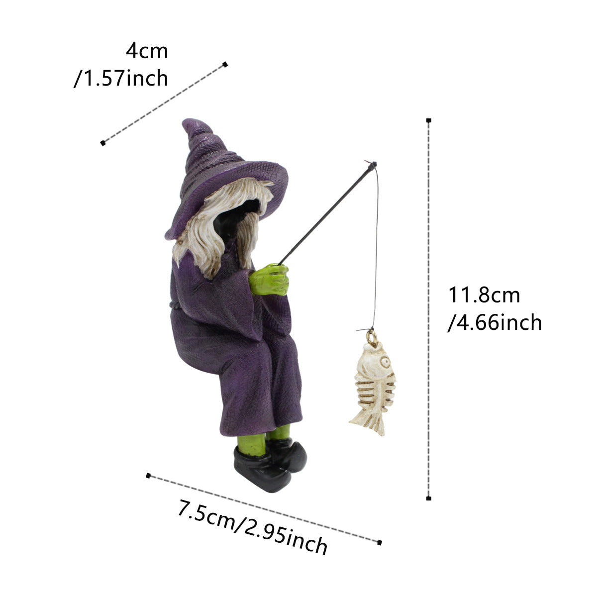 Faceless Witch Fishing Ornaments Resin Garden Garden Microview Sculpture Craft Ghost Festival Witch Decoration