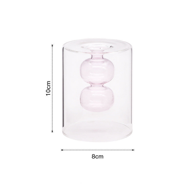 Double glass transparent vase