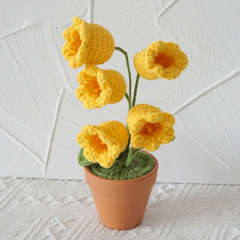 Hand Woven Mini Small Potted Flowers