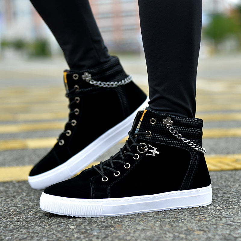 Chain canvas shoes high-top casual sneakers