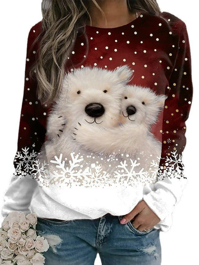 Printed Cute Round Neck Pullover Long Sleeve