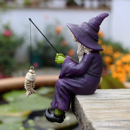 Faceless Witch Fishing Ornaments Resin Garden Garden Microview Sculpture Craft Ghost Festival Witch Decoration