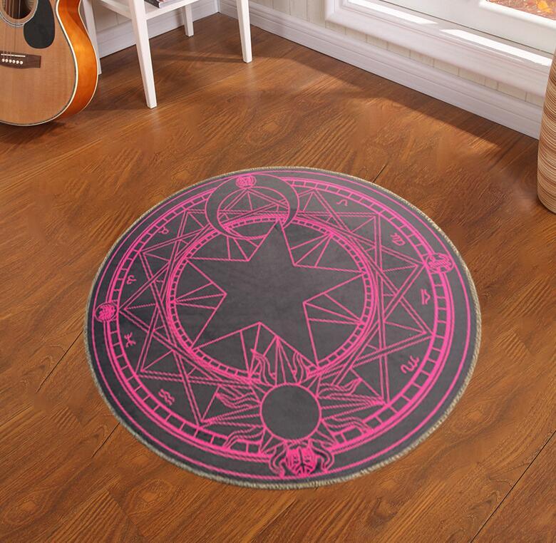 80CM Cartoon Round Carpet Children's Bedroom Card Captor Sakura Magic Circle Carpet Eco-Friendly Rug Computer Chair Mat