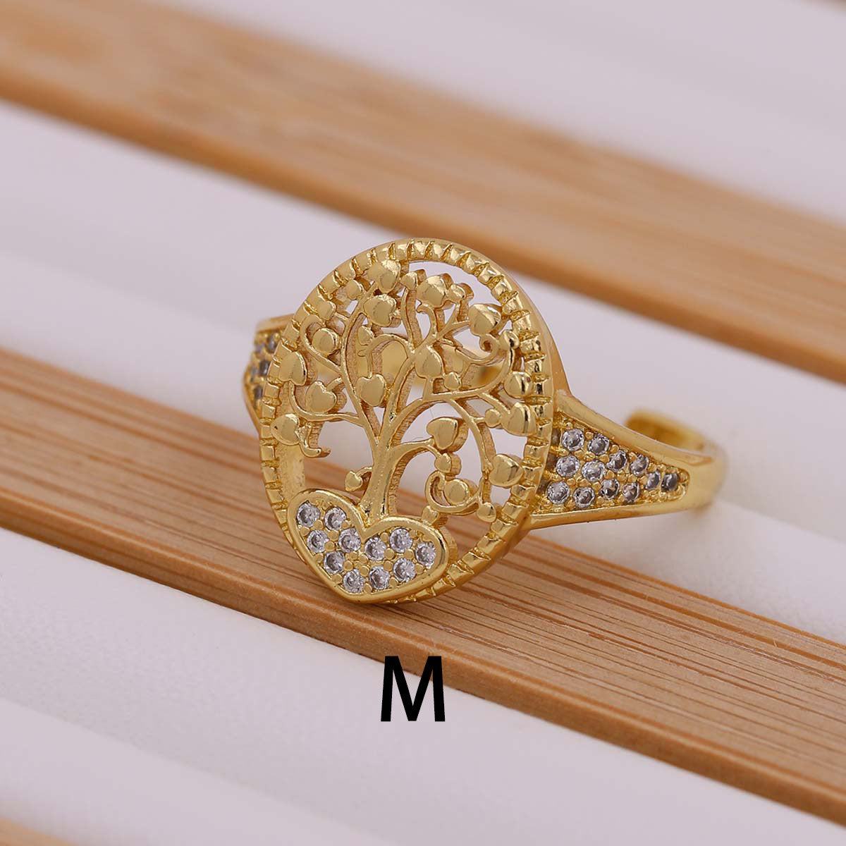 Tree Of Life Women's Ring Gold-plated Inlaid Zircon