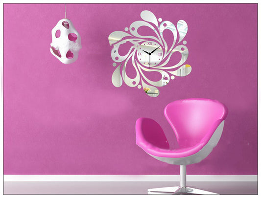 Mirror Wall Clock With European Style Quartz Clock