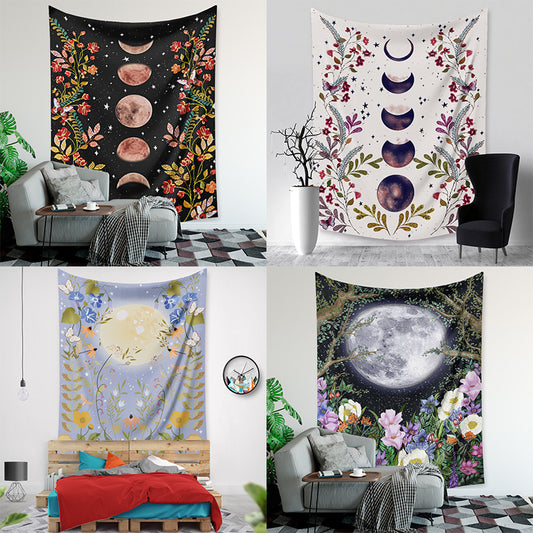 Home Decoration Moon Phase Flower Tapestry