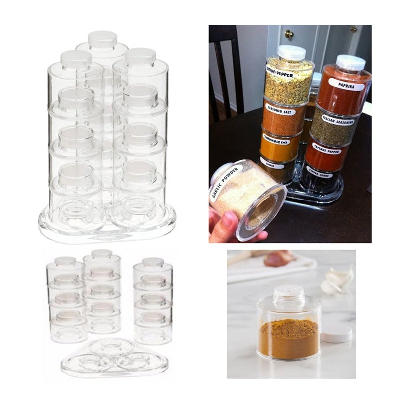 Tower transparent rotating seasoning pot