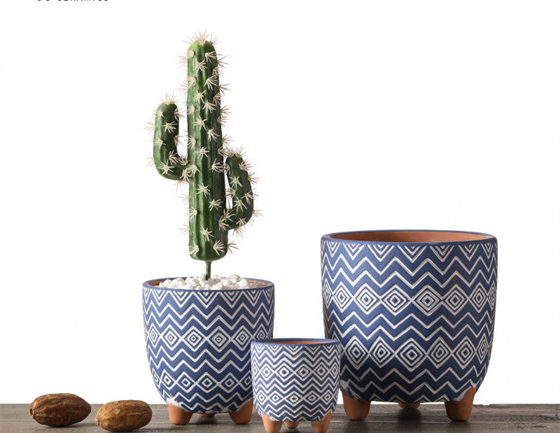 Nordic Style Geometric Pattern Ceramic Flower Pot